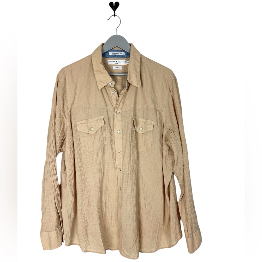 Tommy Hilfiger size 22 pearl snap shirt top gauzy textured fabric‎ Western style
